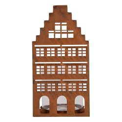 Clayre & Eef Tealight Holder House 12x12x24 cm Brown Metal