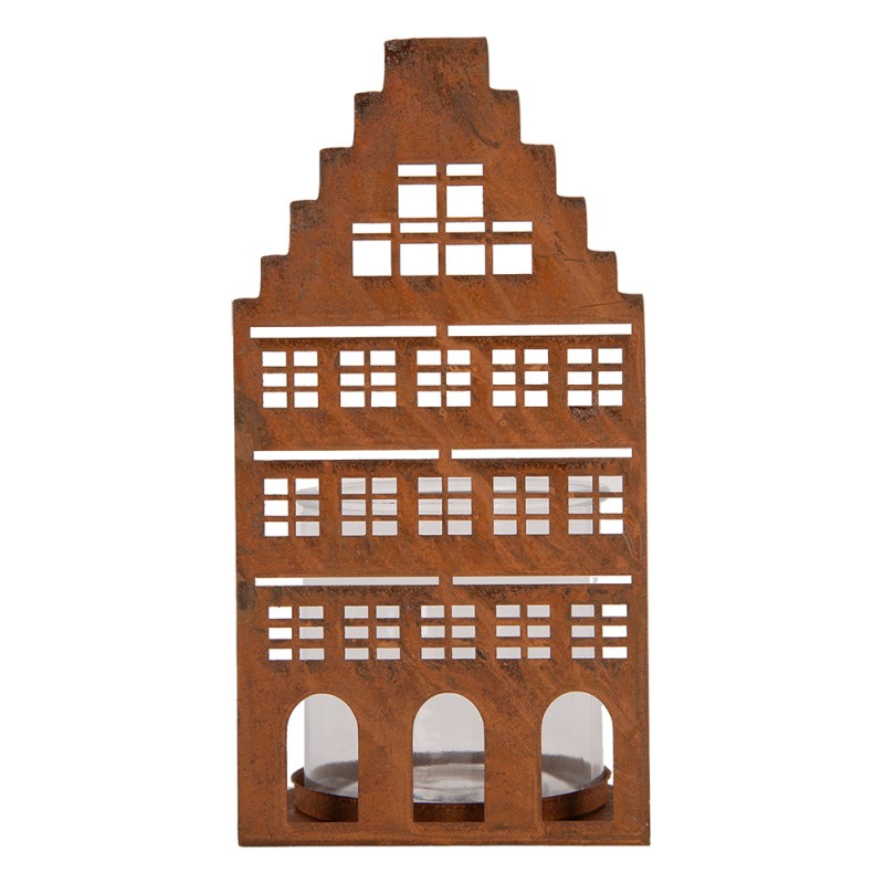 Clayre & Eef Tealight Holder House 12x12x24 cm Brown Metal