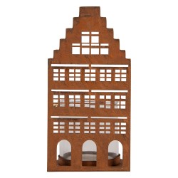 Clayre & Eef Teelichthalter Haus 10x10x20 cm Braun Metall