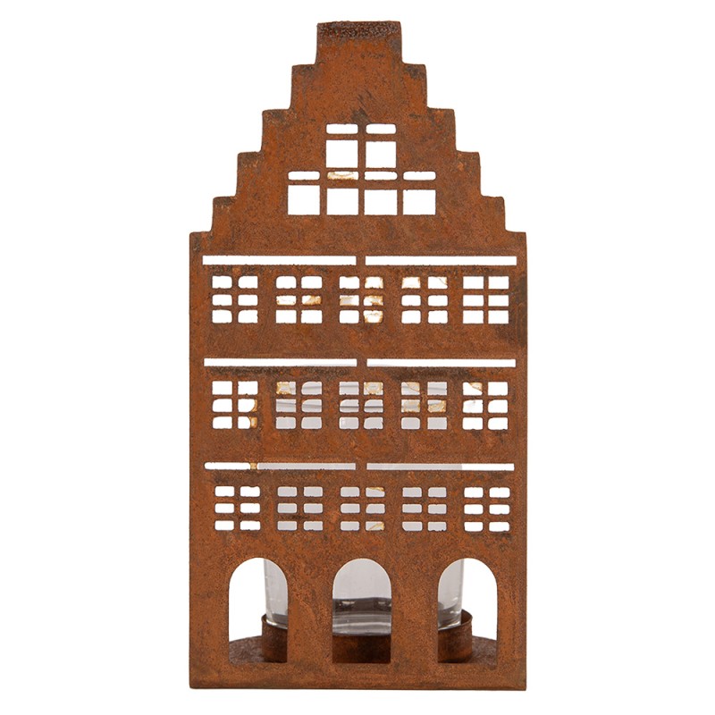 Clayre & Eef Porte-bougie Maison 8x8x15 cm Marron Métal