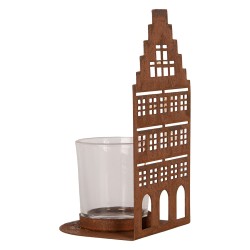 Clayre & Eef Porte-bougie Maison 8x8x15 cm Marron Métal