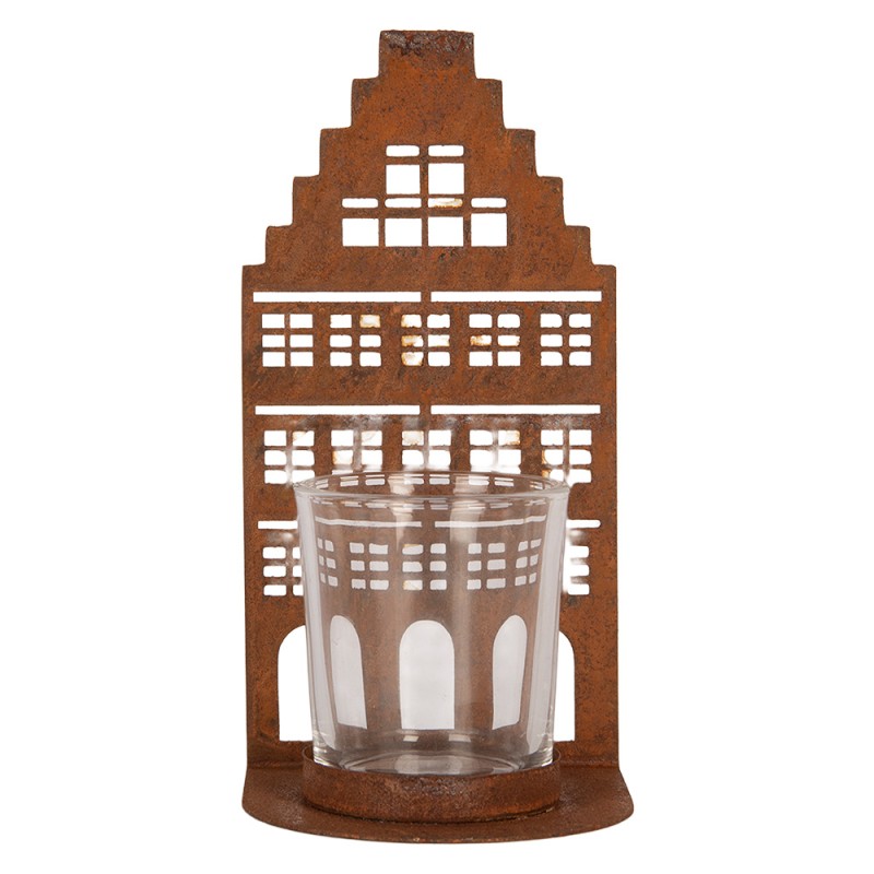 Clayre & Eef Porte-bougie Maison 8x8x15 cm Marron Métal