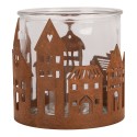 Clayre & Eef Portacandela Casa Ø 13x12 cm Marrone Metallo