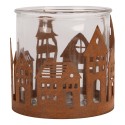 Clayre & Eef Portacandela Casa Ø 13x12 cm Marrone Metallo