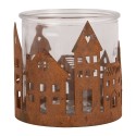 Clayre & Eef Teelichthalter Haus Ø 11x10 cm Braun Metall
