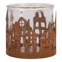 Clayre & Eef Teelichthalter Haus Ø 11x10 cm Braun Metall