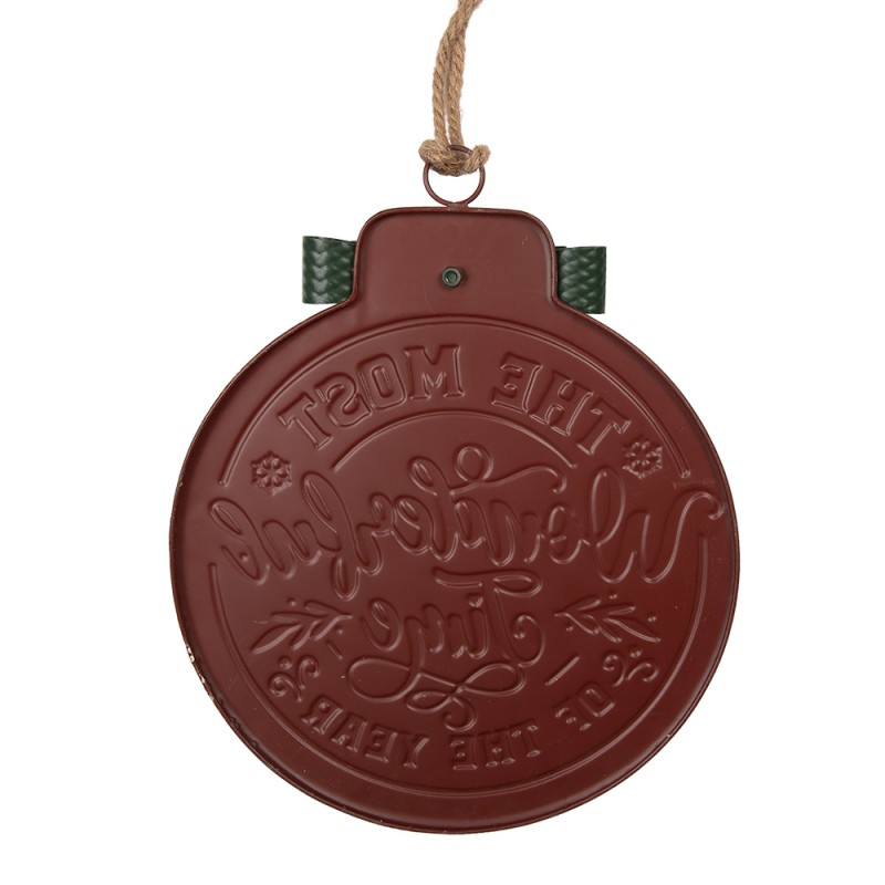 Clayre & Eef Kerstdecoratie Beeld 30x4x37 cm Rood Metaal