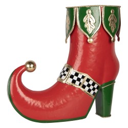Clayre & Eef Statuetta decorativa di Natale Stivale 41x16x39 cm Rosso Metallo