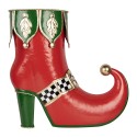 Clayre & Eef Statuetta decorativa di Natale Stivale 41x16x39 cm Rosso Metallo