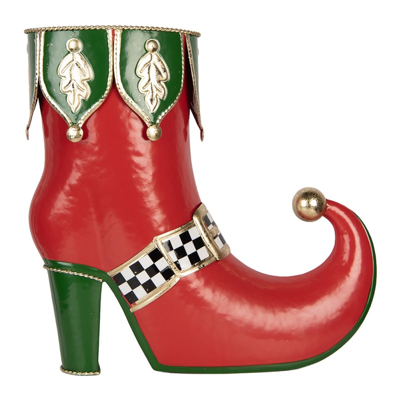 Clayre & Eef Statuetta decorativa di Natale Stivale 41x16x39 cm Rosso Metallo