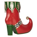 Clayre & Eef Statuetta decorativa di Natale Stivale 41x16x39 cm Rosso Metallo