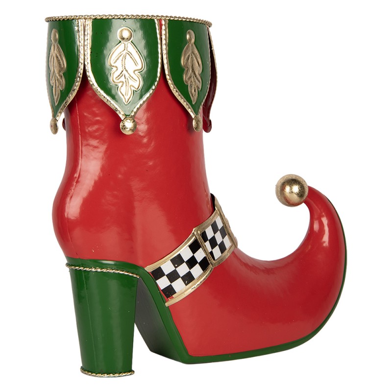 Clayre & Eef Statuetta decorativa di Natale Stivale 41x16x39 cm Rosso Metallo