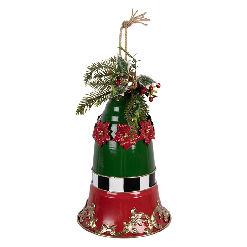 Clayre & Eef Weihnachtsdekorationsfigur Klingel Ø 24x36 cm Rot Metall