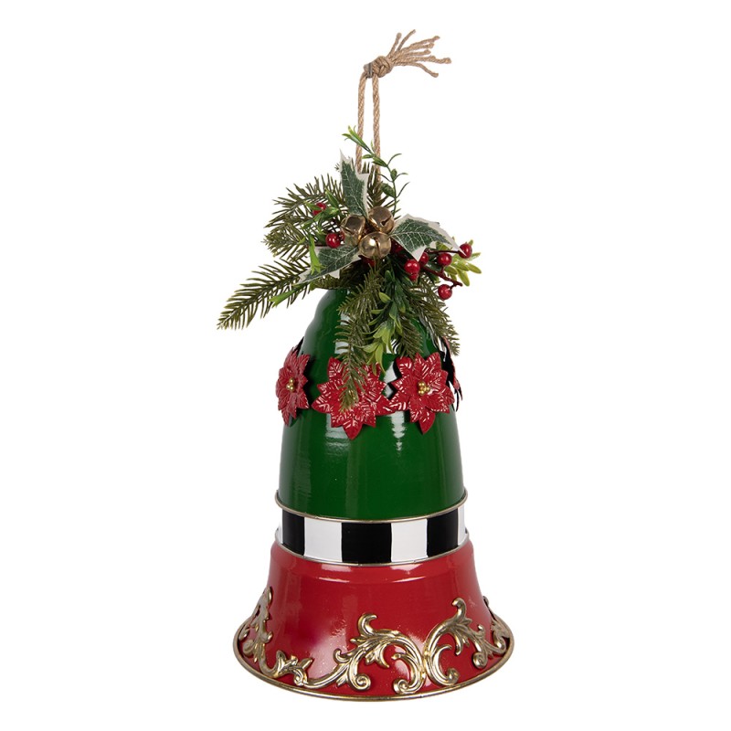 Clayre & Eef Weihnachtsdekorationsfigur Klingel Ø 24x36 cm Rot Metall