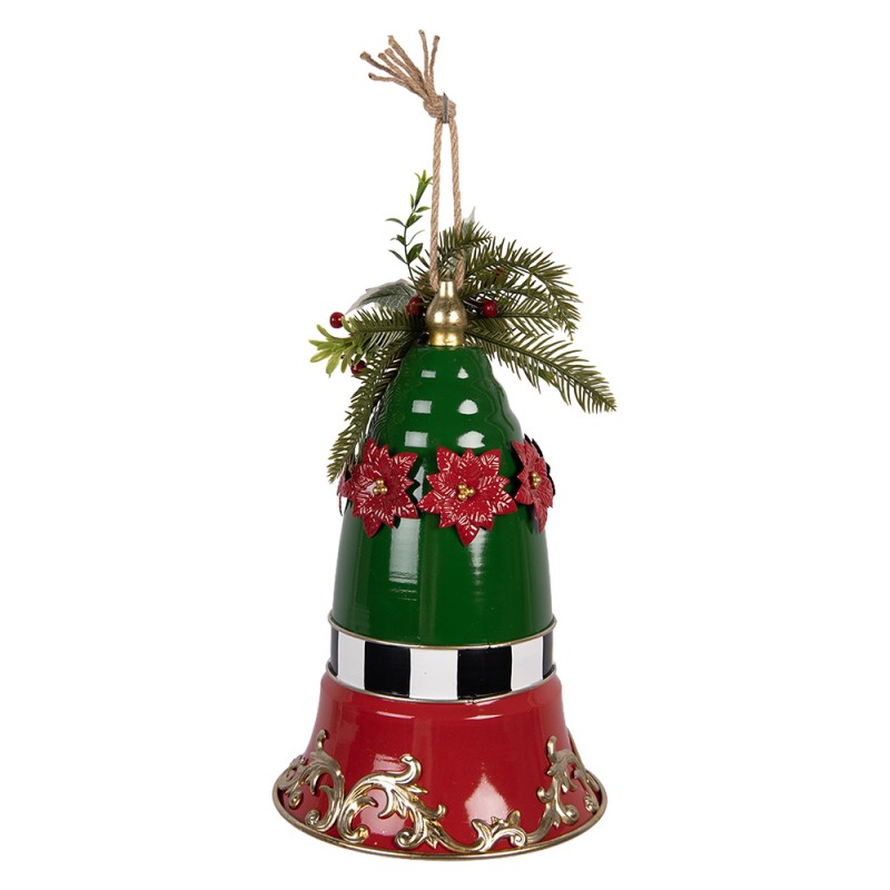 Clayre & Eef Weihnachtsdekorationsfigur Klingel Ø 24x36 cm Rot Metall