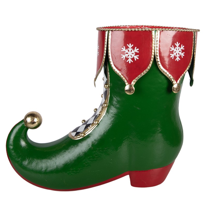 Clayre & Eef Statuetta decorativa di Natale Stivale 39x16x31 cm Verde Metallo