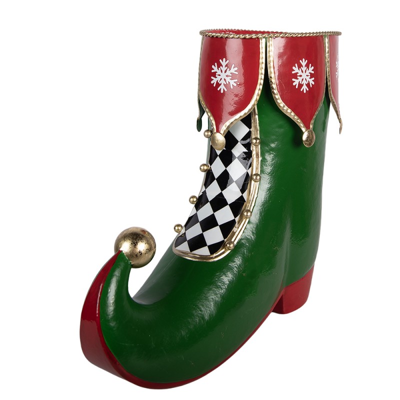 Clayre & Eef Statuetta decorativa di Natale Stivale 39x16x31 cm Verde Metallo