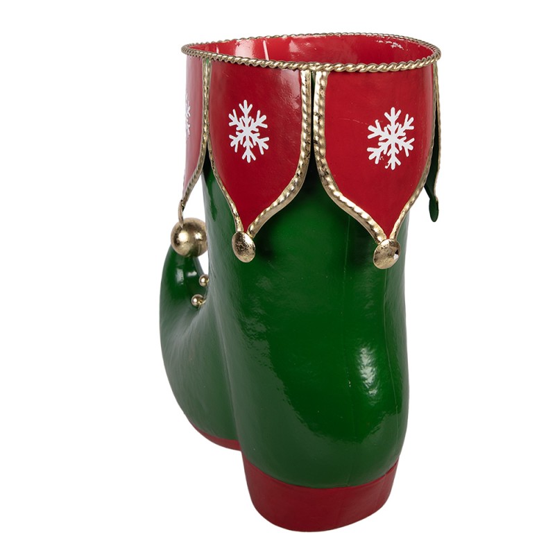Clayre & Eef Statuetta decorativa di Natale Stivale 39x16x31 cm Verde Metallo