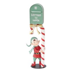 Clayre & Eef Weihnachtsdekorationsfigur Briefkasten 31x16x96 cm Grün Metall