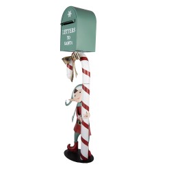 Clayre & Eef Weihnachtsdekorationsfigur Briefkasten 31x16x96 cm Grün Metall