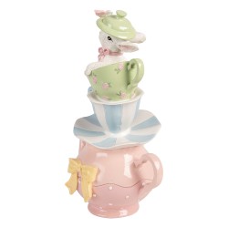 Clayre & Eef Statuetta decorativa Coniglio 16x13x26 cm Bianco Plastica