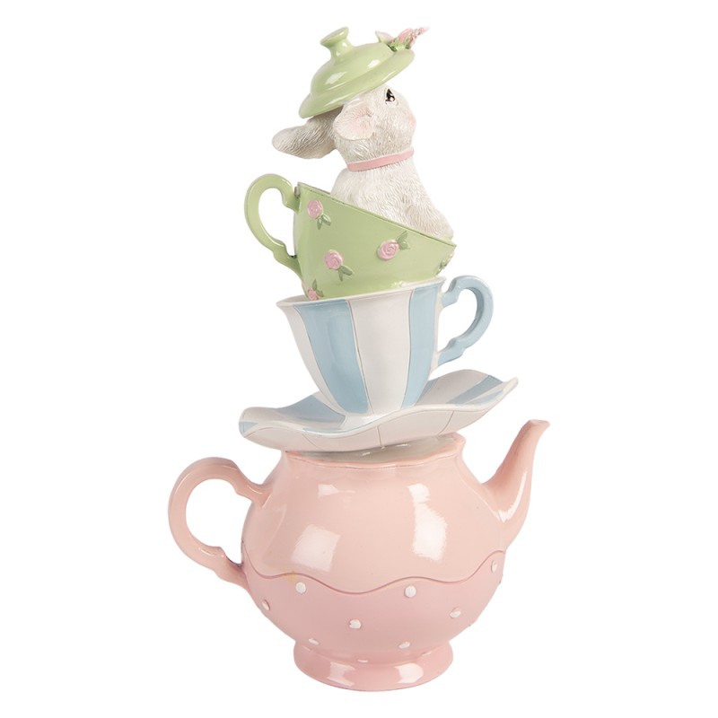 Clayre & Eef Statuetta decorativa Coniglio 16x13x26 cm Bianco Plastica
