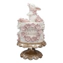Clayre & Eef Decoratie Beeld Taart Ø 18x32 cm Wit Roze Kunststof