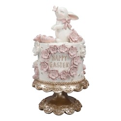 Clayre & Eef Statuetta decorativa Torta Ø 18x32 cm Bianco Rosa Plastica