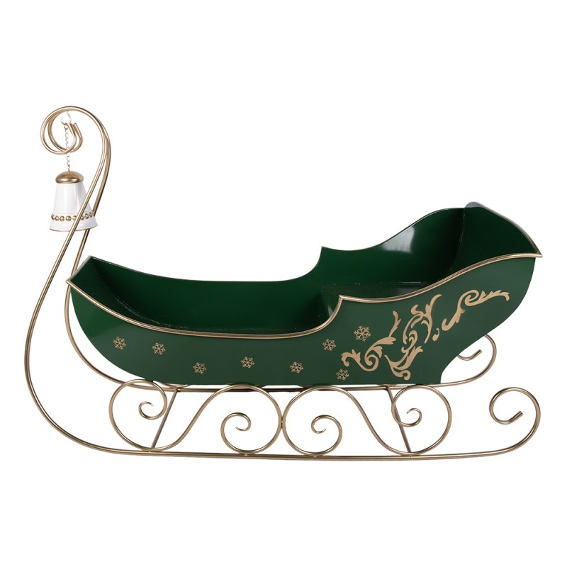 Clayre & Eef Weihnachtsdekorationsfigur Schlitten 141x60x92 cm Grün Metall