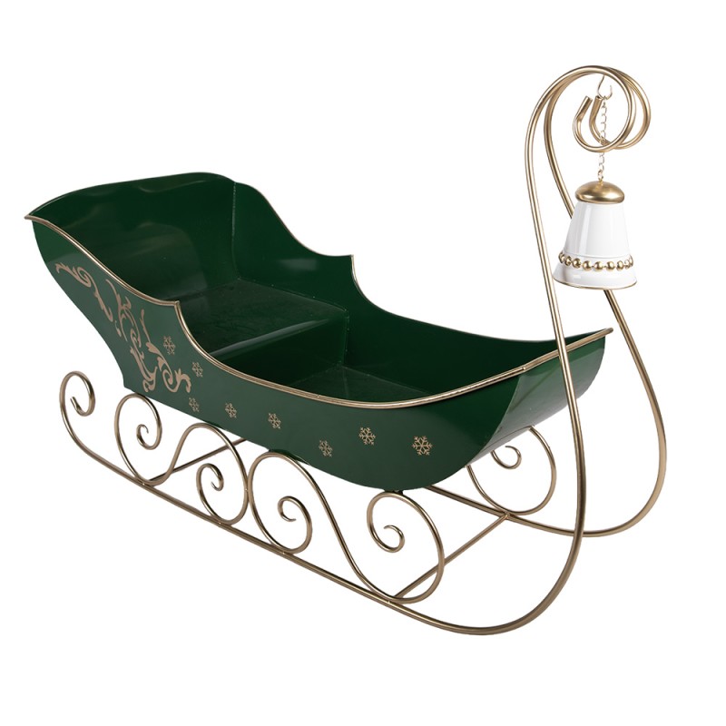Clayre & Eef Weihnachtsdekorationsfigur Schlitten 141x60x92 cm Grün Metall