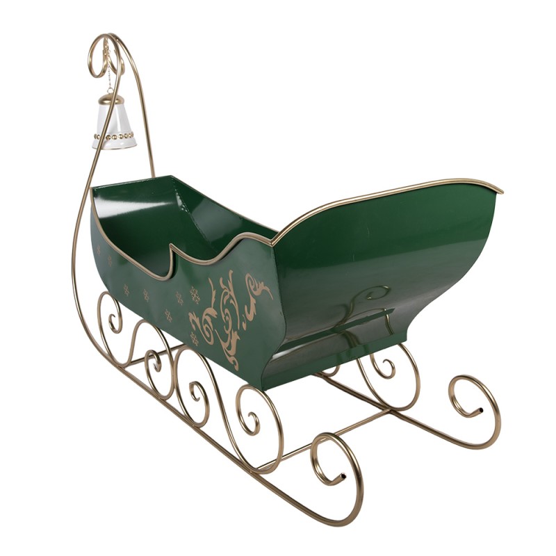 Clayre & Eef Weihnachtsdekorationsfigur Schlitten 141x60x92 cm Grün Metall