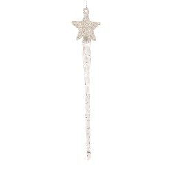 Clayre & Eef Ornamento Natalizio 5x3x20 cm Trasparente Vetro