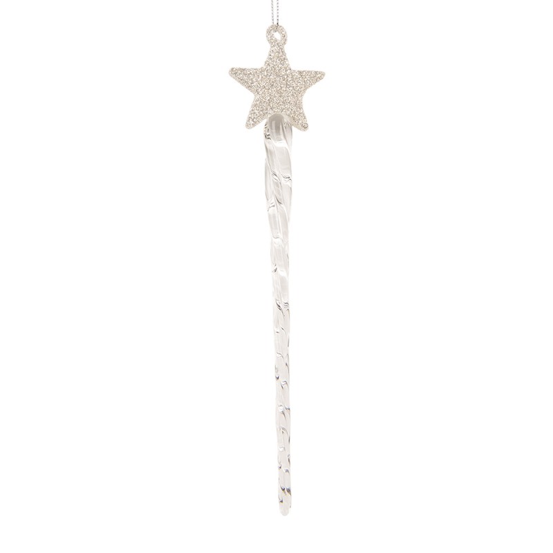 Clayre & Eef Ornamento Natalizio 5x3x20 cm Trasparente Vetro