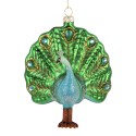 Clayre & Eef Christmas Ornament Peacock 10x5x12 cm Green Glass