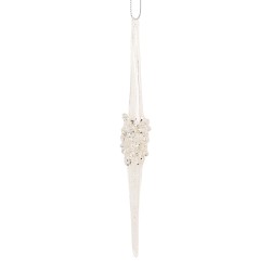 Clayre & Eef Christmas Ornament Ø 2x15 cm Transparent Glass
