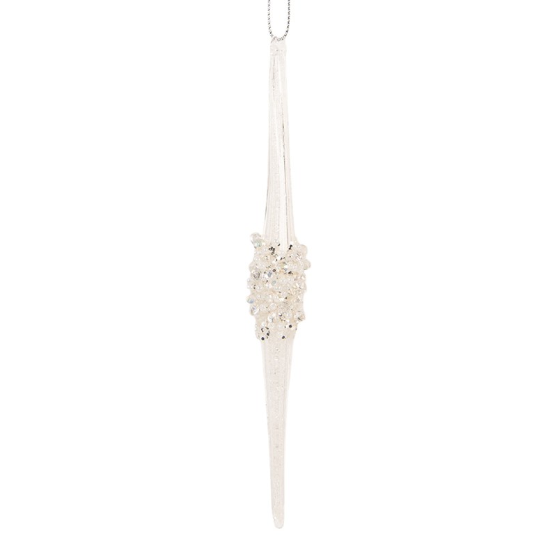 Clayre & Eef Christmas Ornament Ø 2x15 cm Transparent Glass