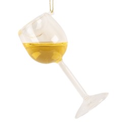 Clayre & Eef Pendentif de Noël Verre à vin 4x4x9 cm Transparent Verre