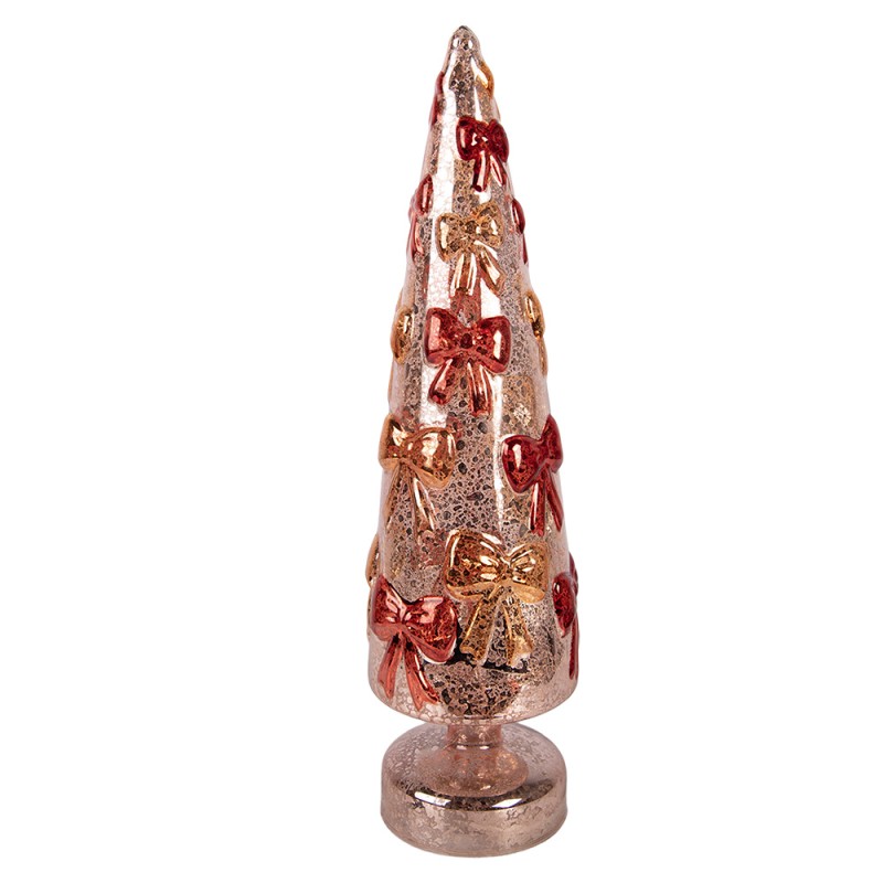 Clayre & Eef Christmas Decoration Figurine Christmas Tree Ø 10x37 cm Red Glass