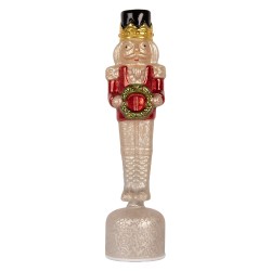 Clayre & Eef Statuetta decorativa di Natale 10x10x37 cm Rosso Vetro