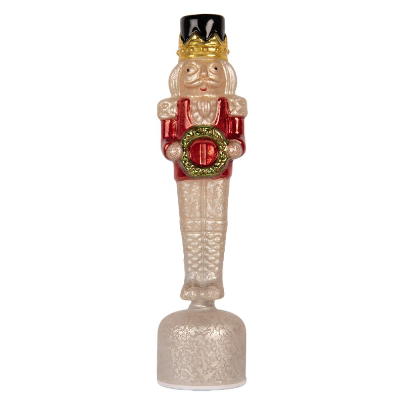 Clayre & Eef Statuetta decorativa di Natale 10x10x37 cm Rosso Vetro