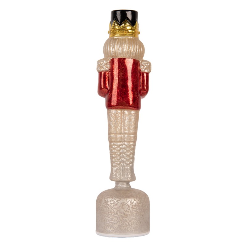 Clayre & Eef Statuetta decorativa di Natale 10x10x37 cm Rosso Vetro