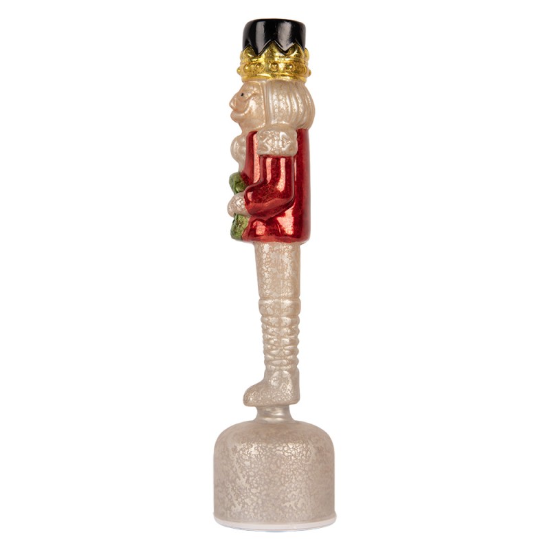 Clayre & Eef Statuetta decorativa di Natale 10x10x37 cm Rosso Vetro