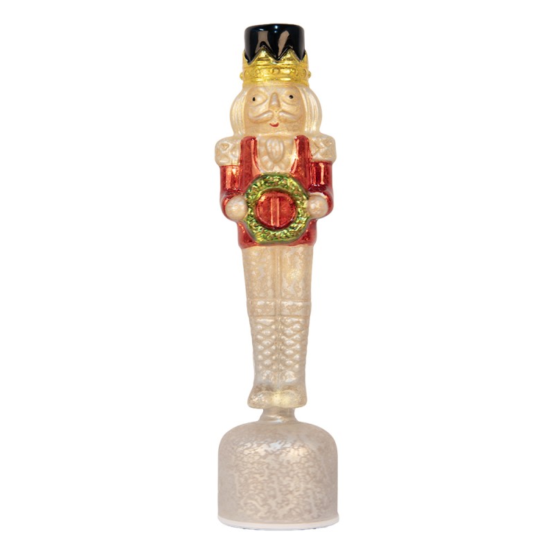 Clayre & Eef Statuetta decorativa di Natale 10x10x37 cm Rosso Vetro