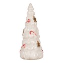Clayre & Eef Statuetta decorativa di Natale Albero di Natale Ø 10x24 cm Bianco Vetro
