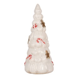 Clayre & Eef Statuetta decorativa di Natale Albero di Natale Ø 10x24 cm Bianco Vetro