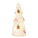 Clayre & Eef Statuetta decorativa di Natale Albero di Natale Ø 10x24 cm Bianco Vetro