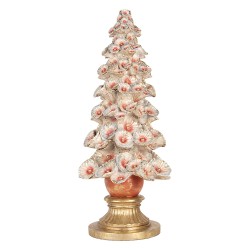 Clayre & Eef Statuetta decorativa di Natale Albero di Natale Ø 29x69 cm Bianco Plastica