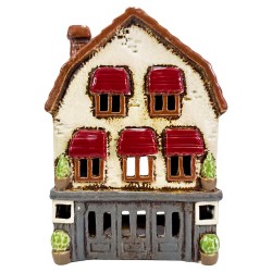 Clayre & Eef Teelichthalter Haus Beige Keramik