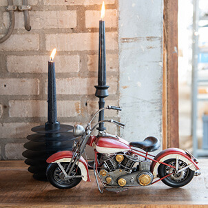 Decorative mini motorcycle.