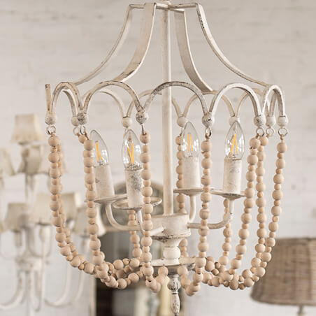 White chandelier with lights.